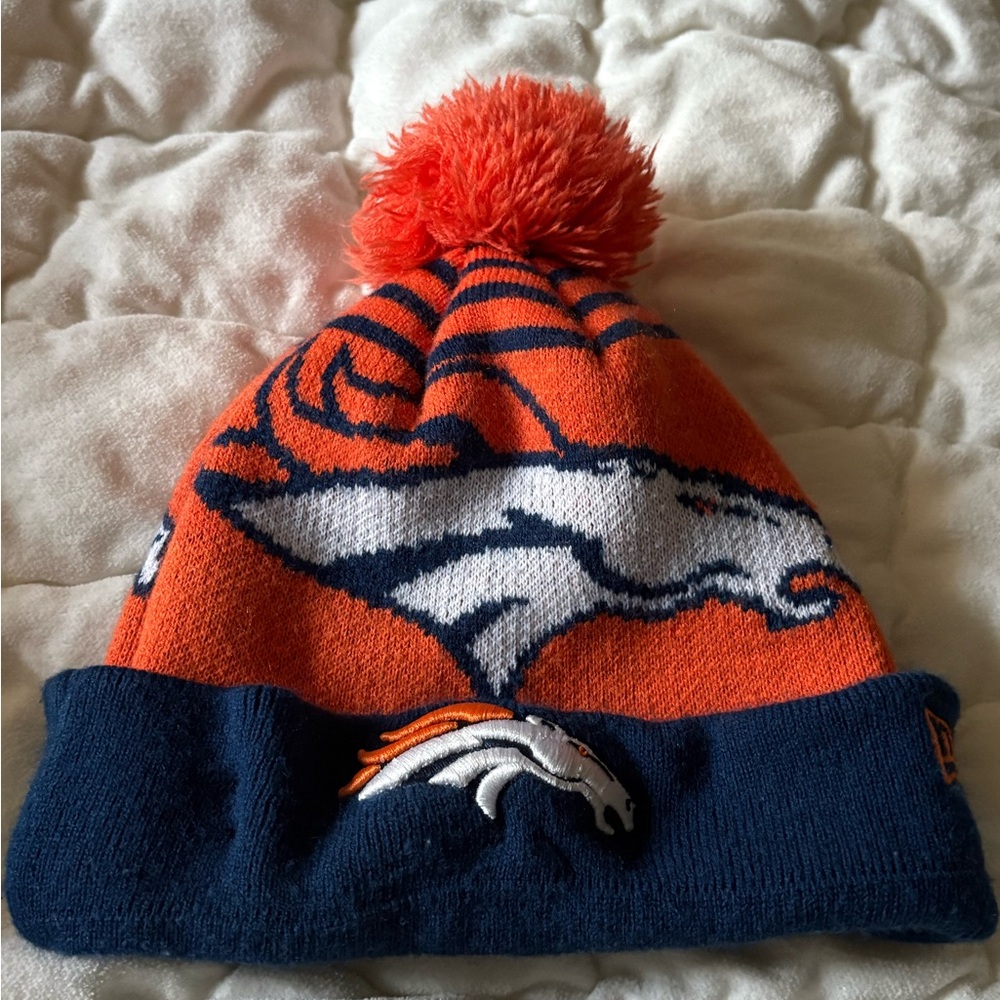 Denver Broncos New Era Orange and Blue Beanie with Logo